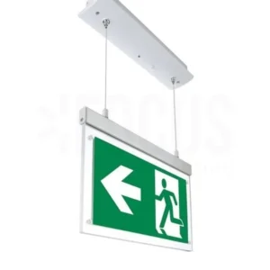Verzonken inbouw LED noodverlichting pendant met hangend kabelsysteem en groen indicatielampje
