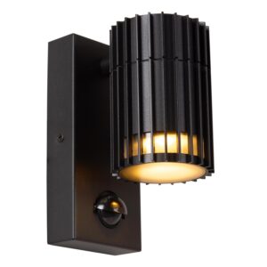 Lucide TIMBALA - Wandspot Buiten met Sensor - Zwart - IP44 - 1xGU10