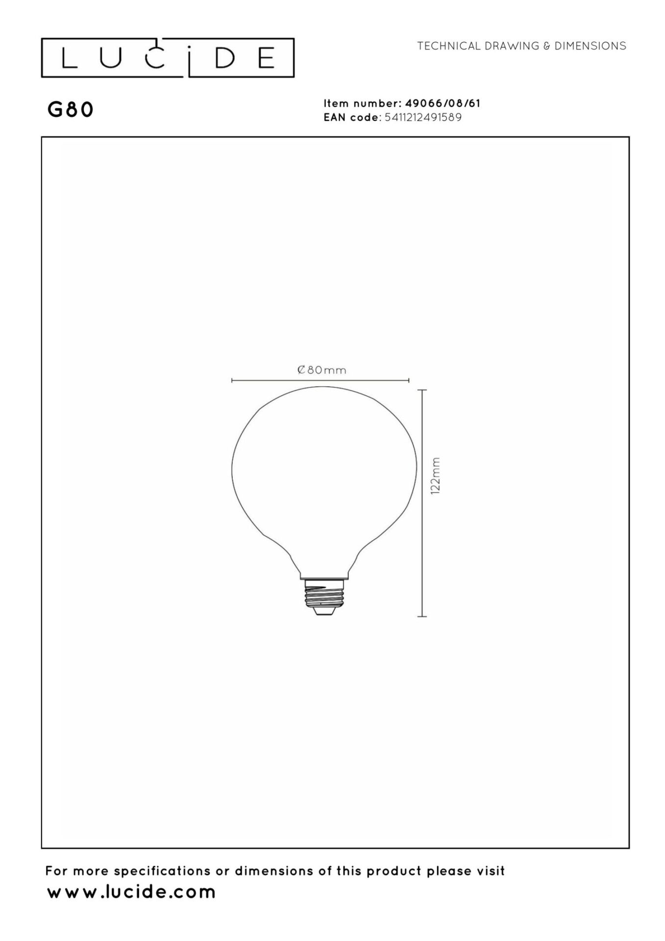 Lucide G80 Filament LED Lamp E27 StepDim 8W Opaal - Afbeelding 9